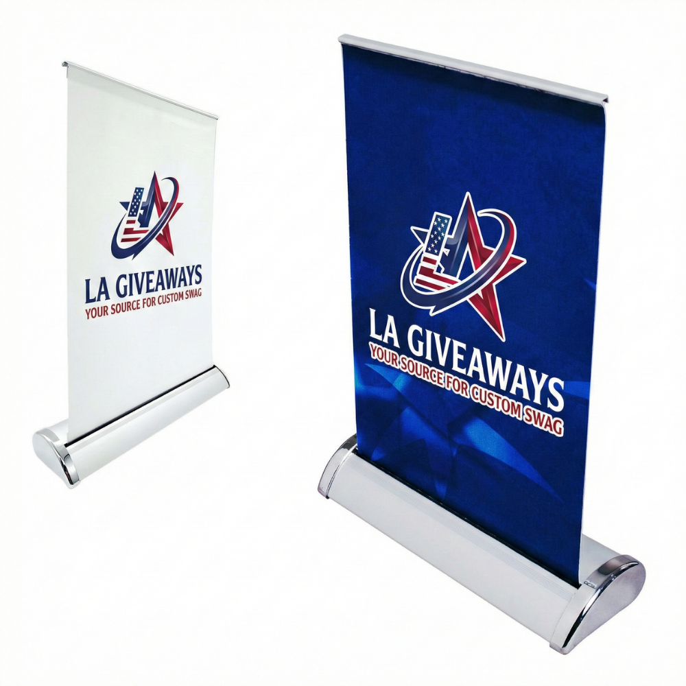 BH-BS-MARY-01 Mini Tabletop Retractable Banner Stand W/Custom Graphic - Image 1