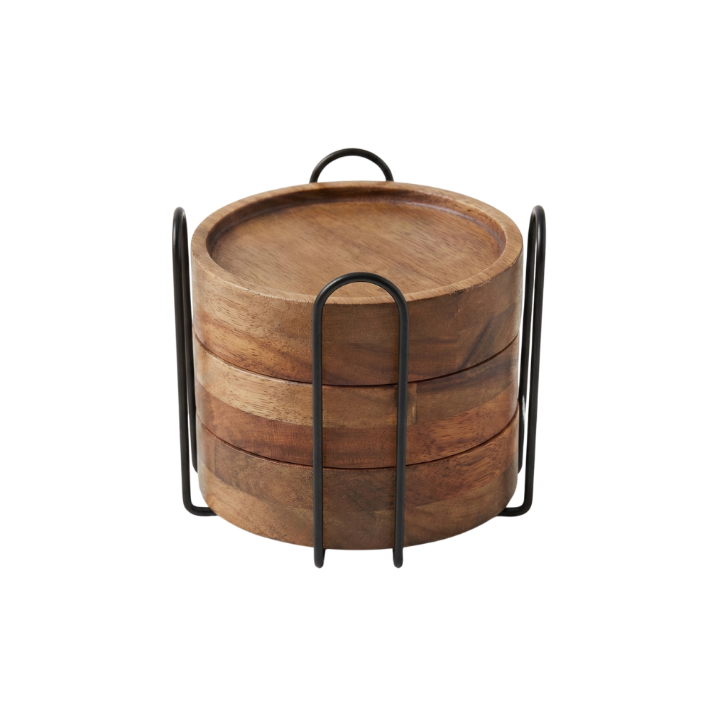 DW-WC-MARY-01 6 Pcs Best Wooden Coasters with Holder