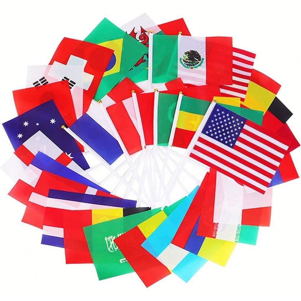 GC-FL-UZA-01 1 Double Sided Printed Promotional Small Mini Hand Flag With P - Image 1