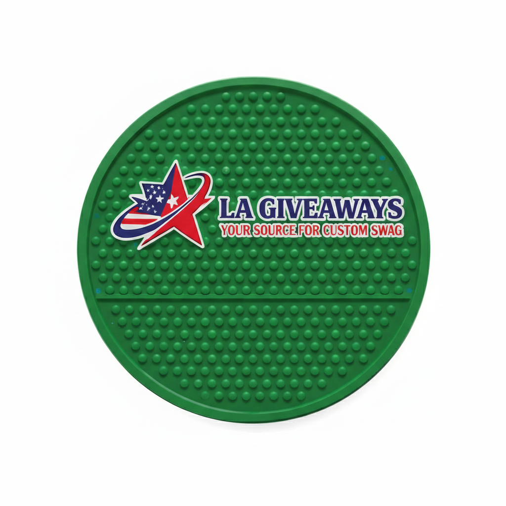 GC-PC-UZA-01 3D Logo Round Silicone PVC Rubber Coffee Drinking Coaster - Image 1