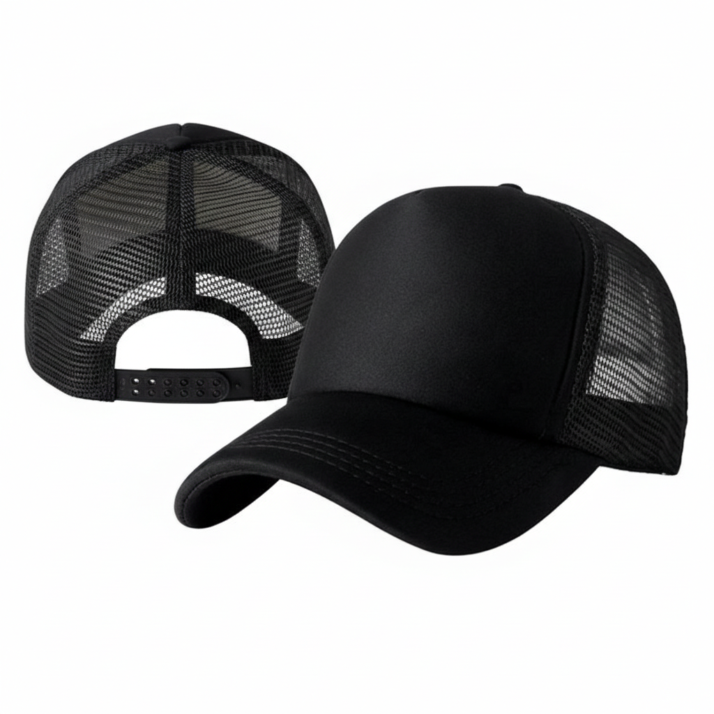 GC-PHC-UZA-03 1 Plain Foam Mesh Baseball Cap Adjustable Snapback Hats - Image 1