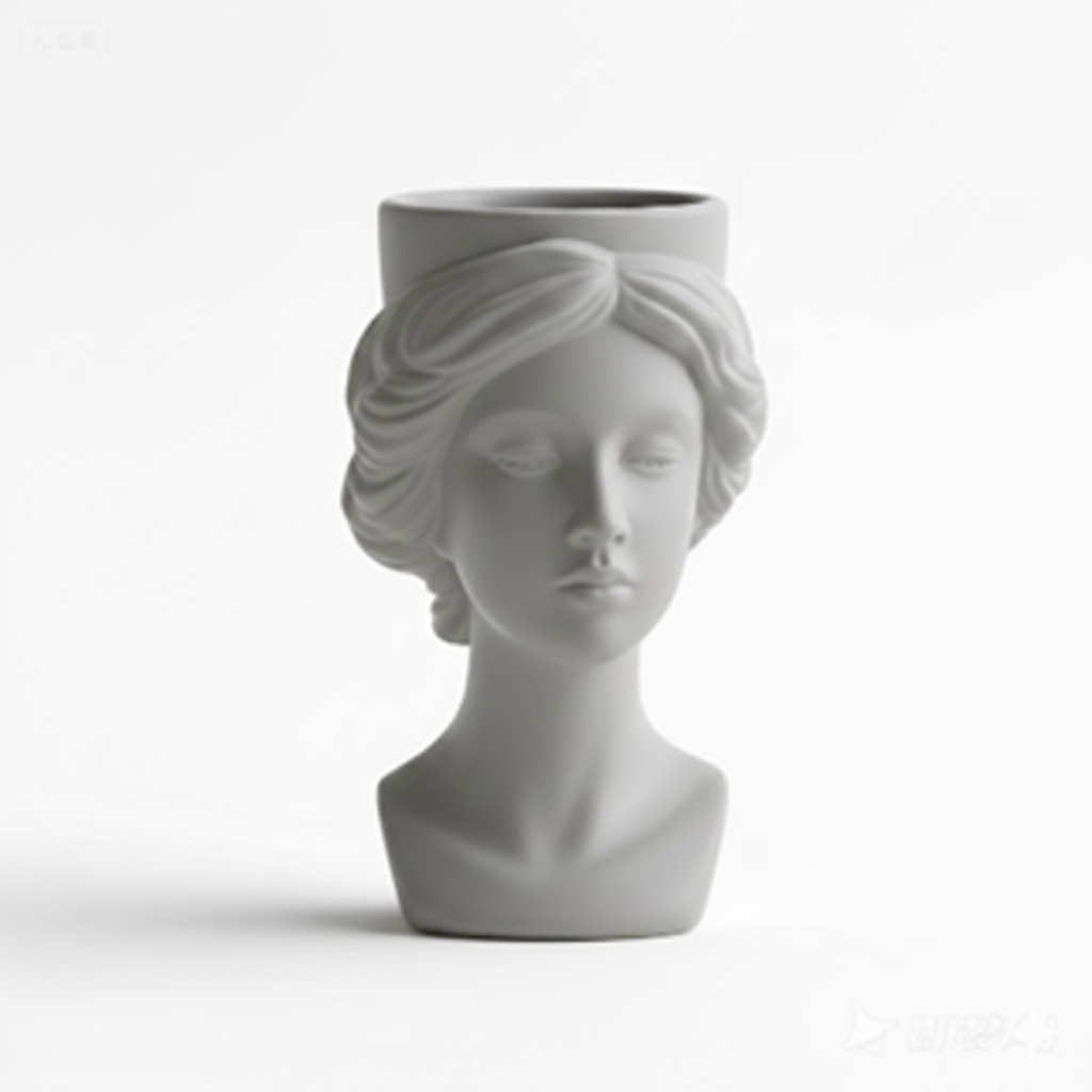 HD-DP-Esh-02 Customize Lady Head Vase Ceramic Female Bust Planter - Image 1