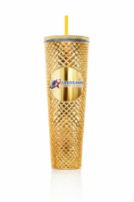 Double Wall Plastic Studded Tumblr Cup With Straw and Lid Du