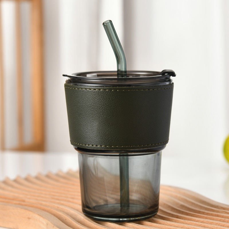 HG-GD-UZA-01 1 15Oz Glass Tumbler With Straw And Lid - Image 1