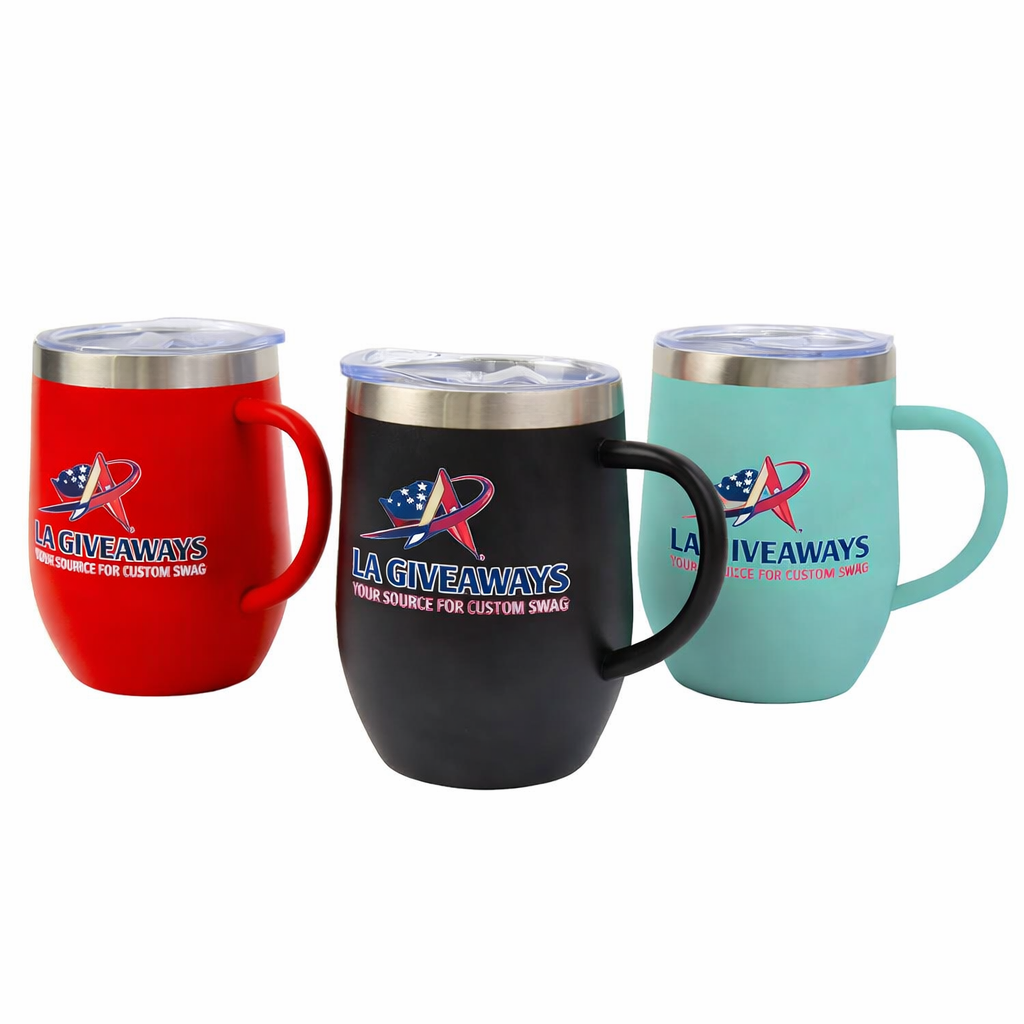 HG-SST-UZA-01 1 12oz Stainless Steel Powder Coated Insulated Egg Shape Mugs - Image 1
