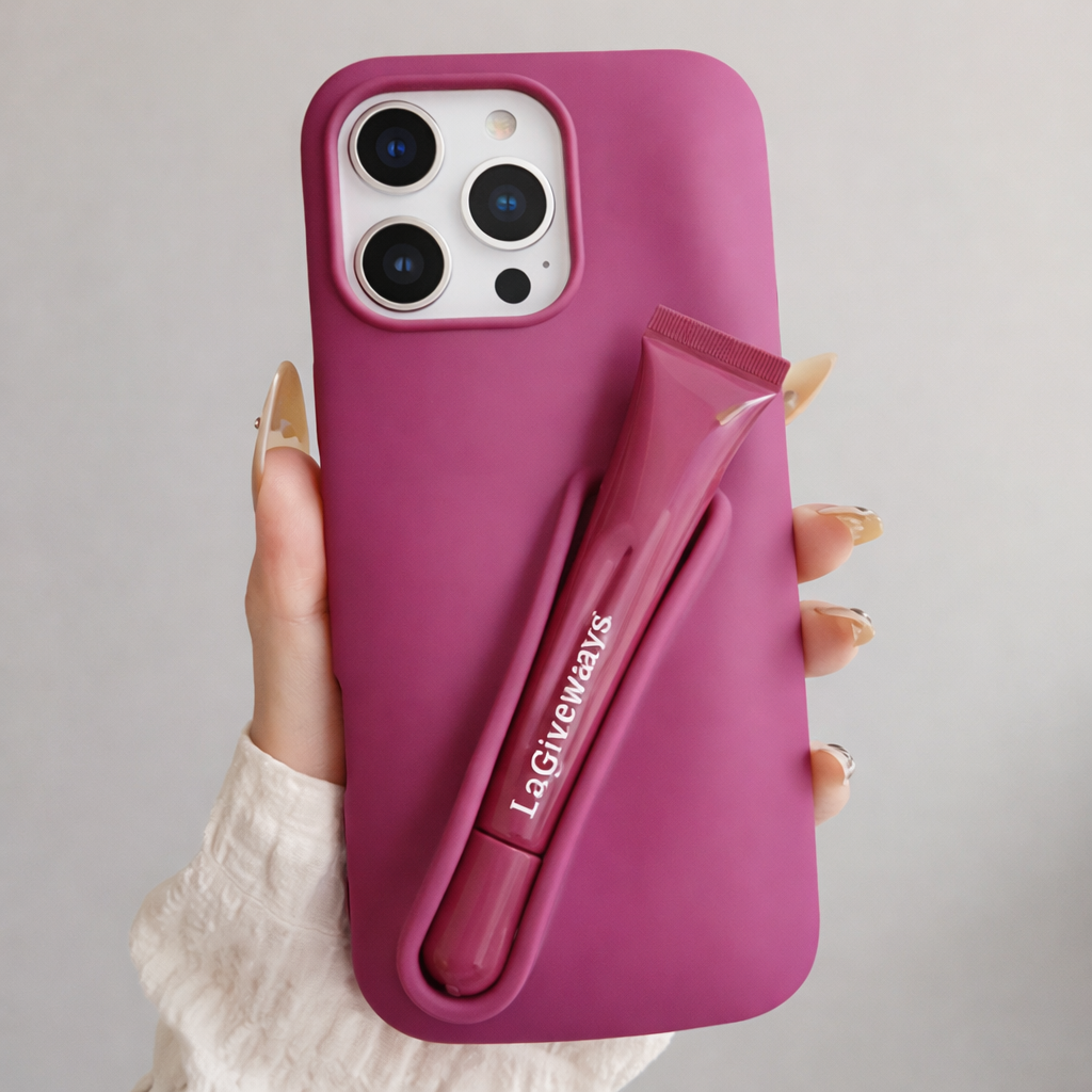 MB-Cov-Esh-03 Silicone Phone Case Lip Gloss Mirror Snap Protective cover - Image 1