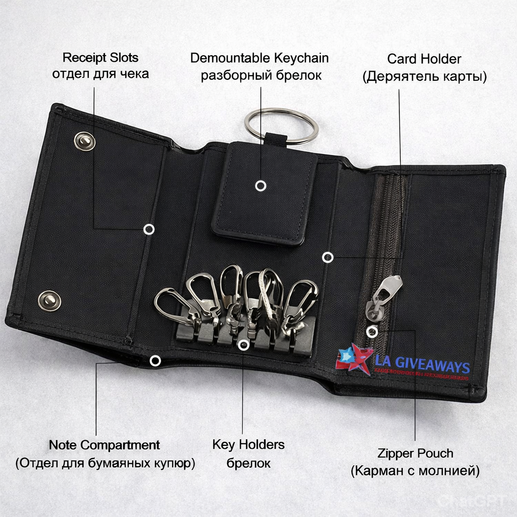MW-MW-Esh-02 Leather Custom Men's Wallet Coin Purse with Key Holder - Image 1