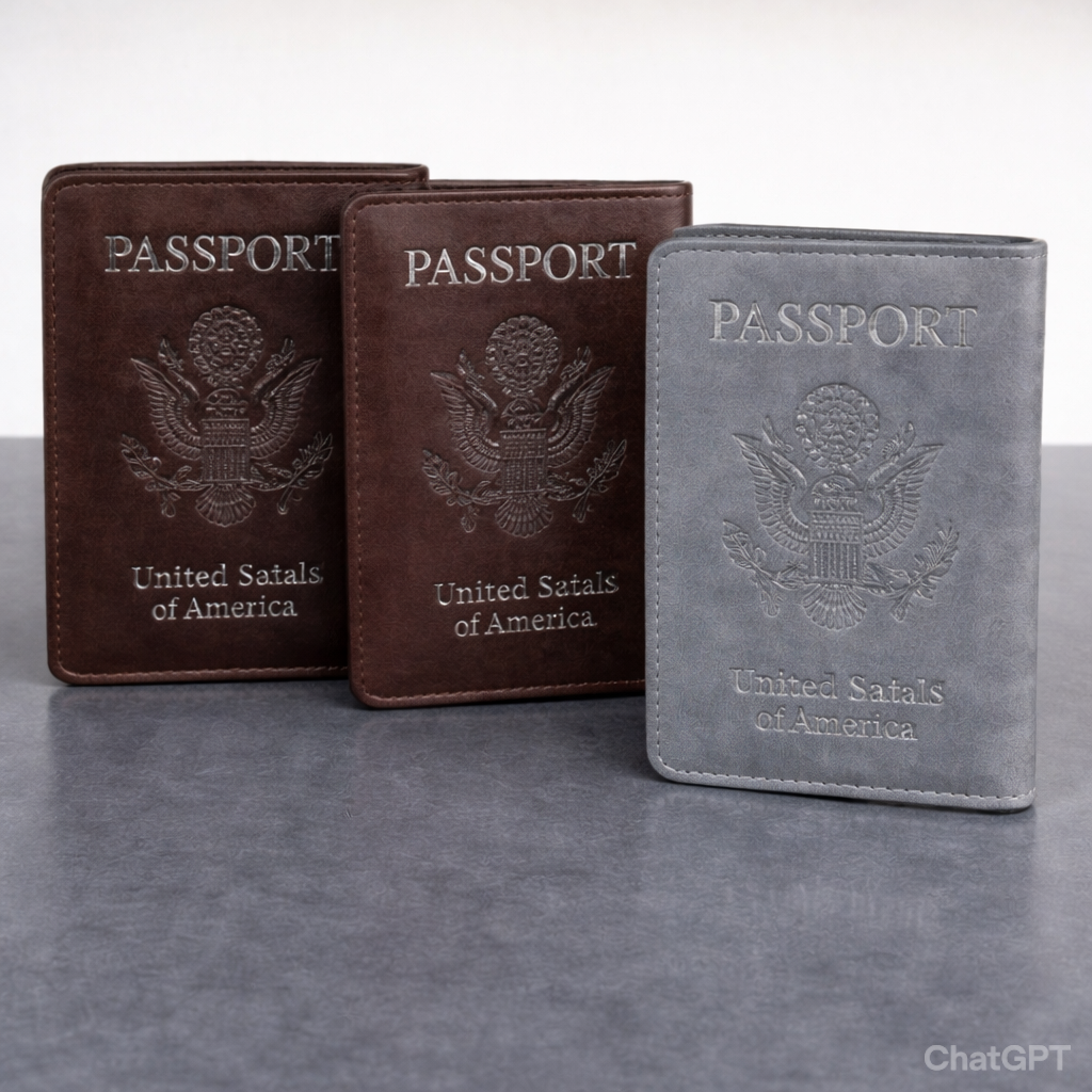 MW-MW-Esh-03 Custom Logo Ridge Leather Passport Wallet Promotional Gift - Image 1