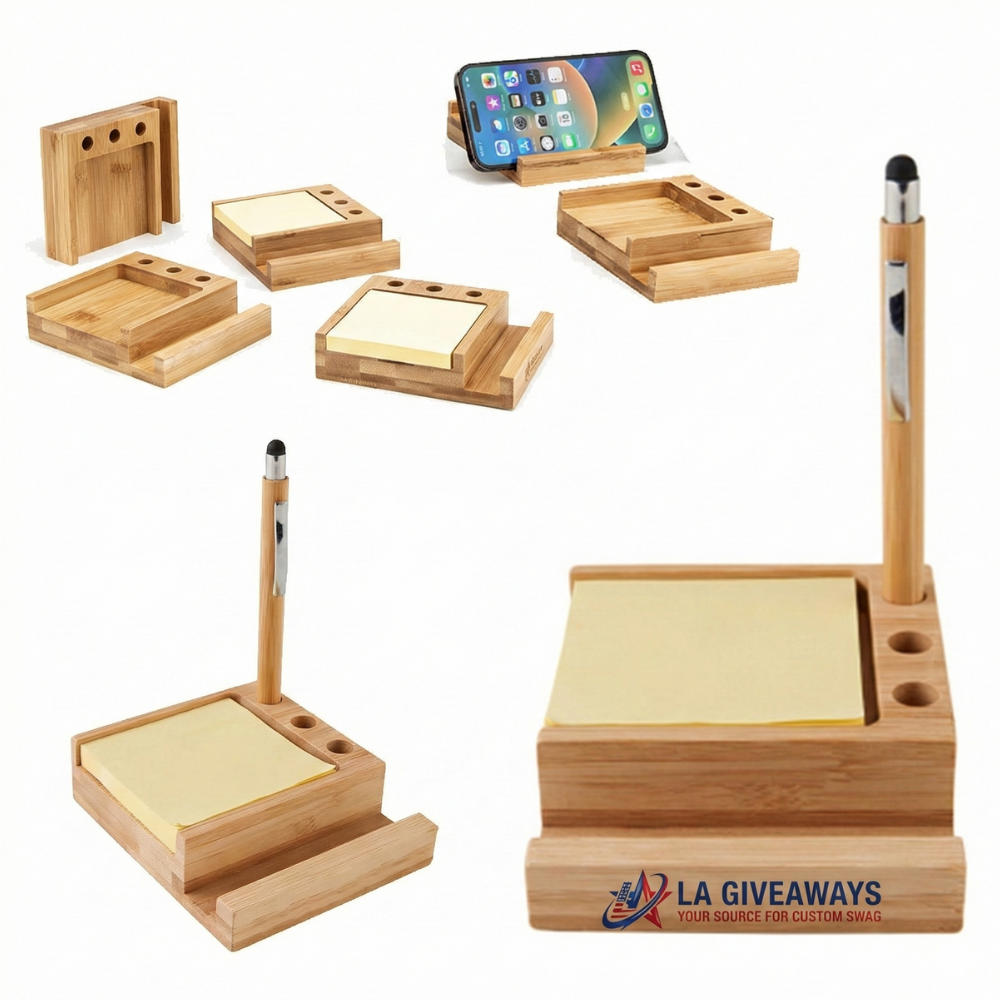 OS-DO-MARY-02 Bamboo Desk Organizer w/Phone Holder - Image 1