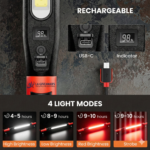 Portable Work Light with Magnetic Base and Hanging Hook