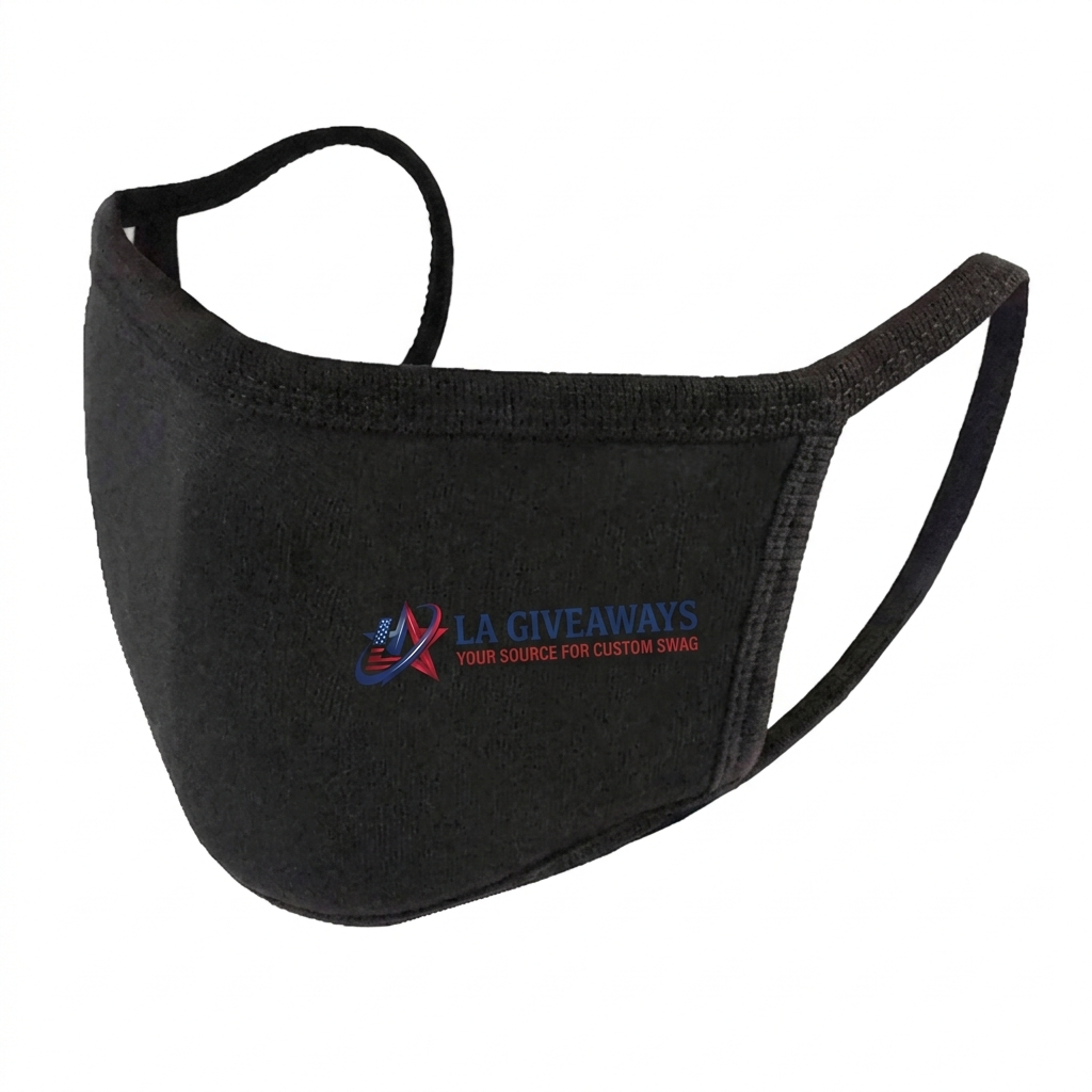 Gemini_Generated_Image_rn1gasrn1gasrn1g Custom Printed Logo Cotton Black Washable Face Mouth Mask - Image 1