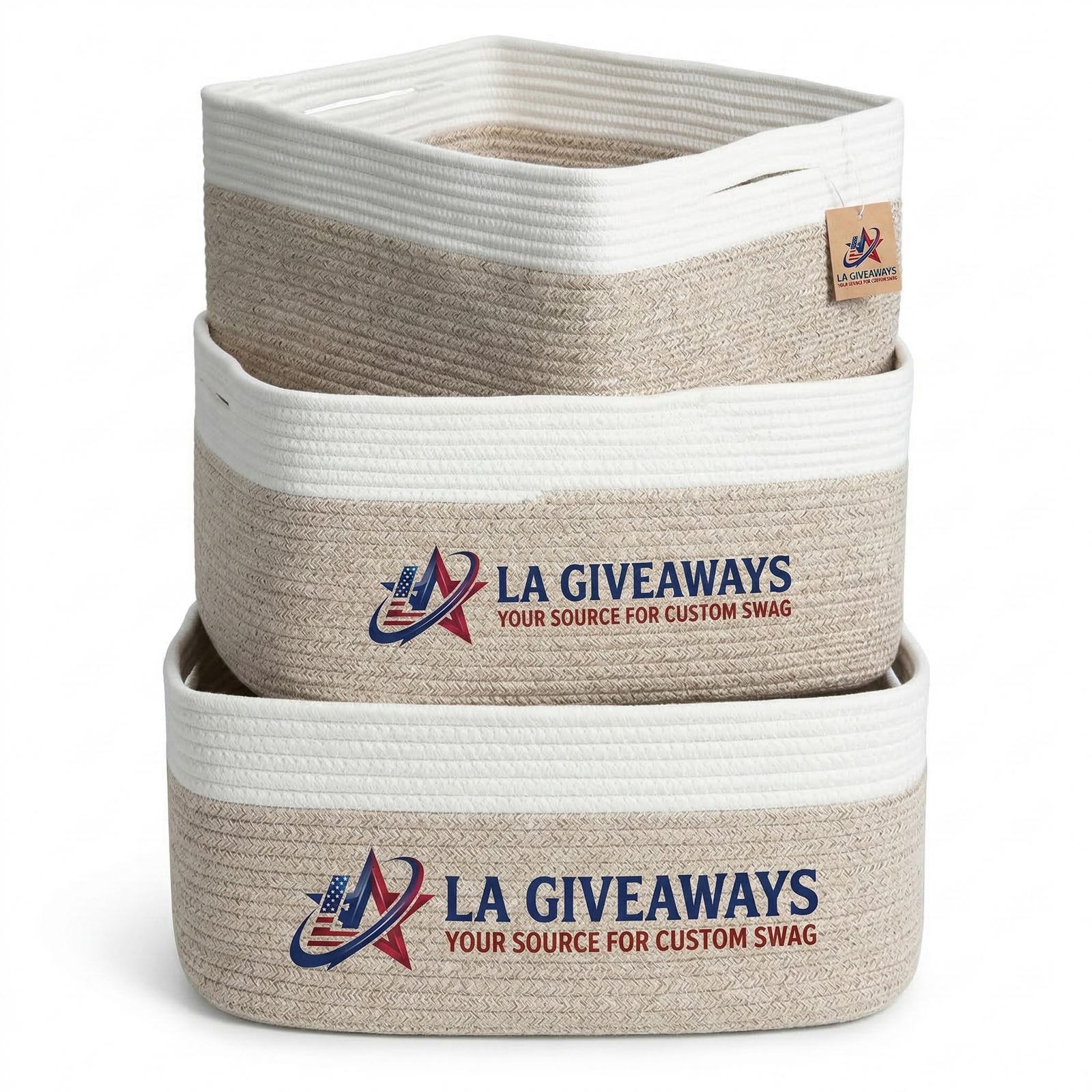 HG-SB-SAM-01 Cotton Rope Storage Basket Set - 3 Pack Organizers