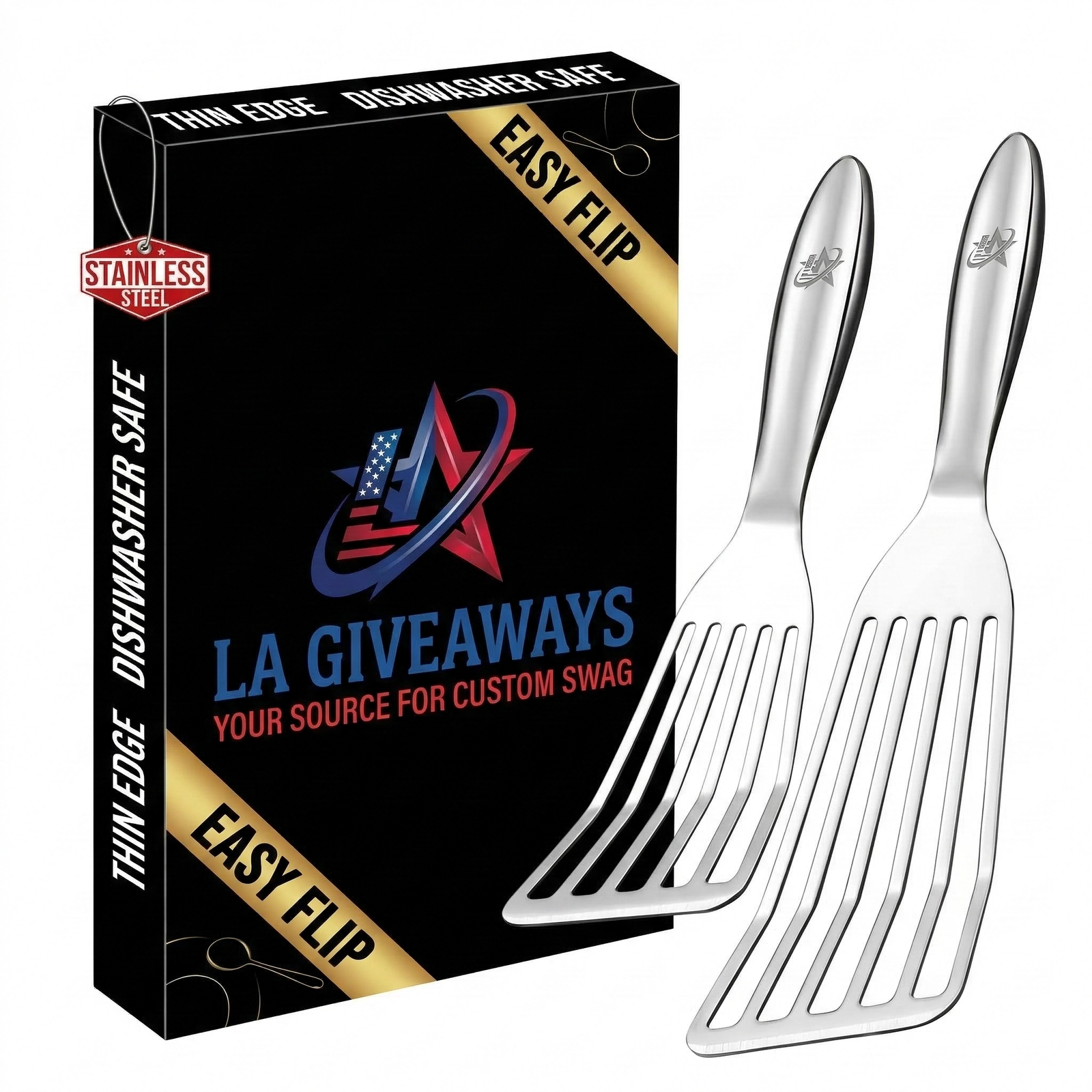 KI-UT-MARY-02 Stainless Steel Fish Spatula Set - Large & Small Turner