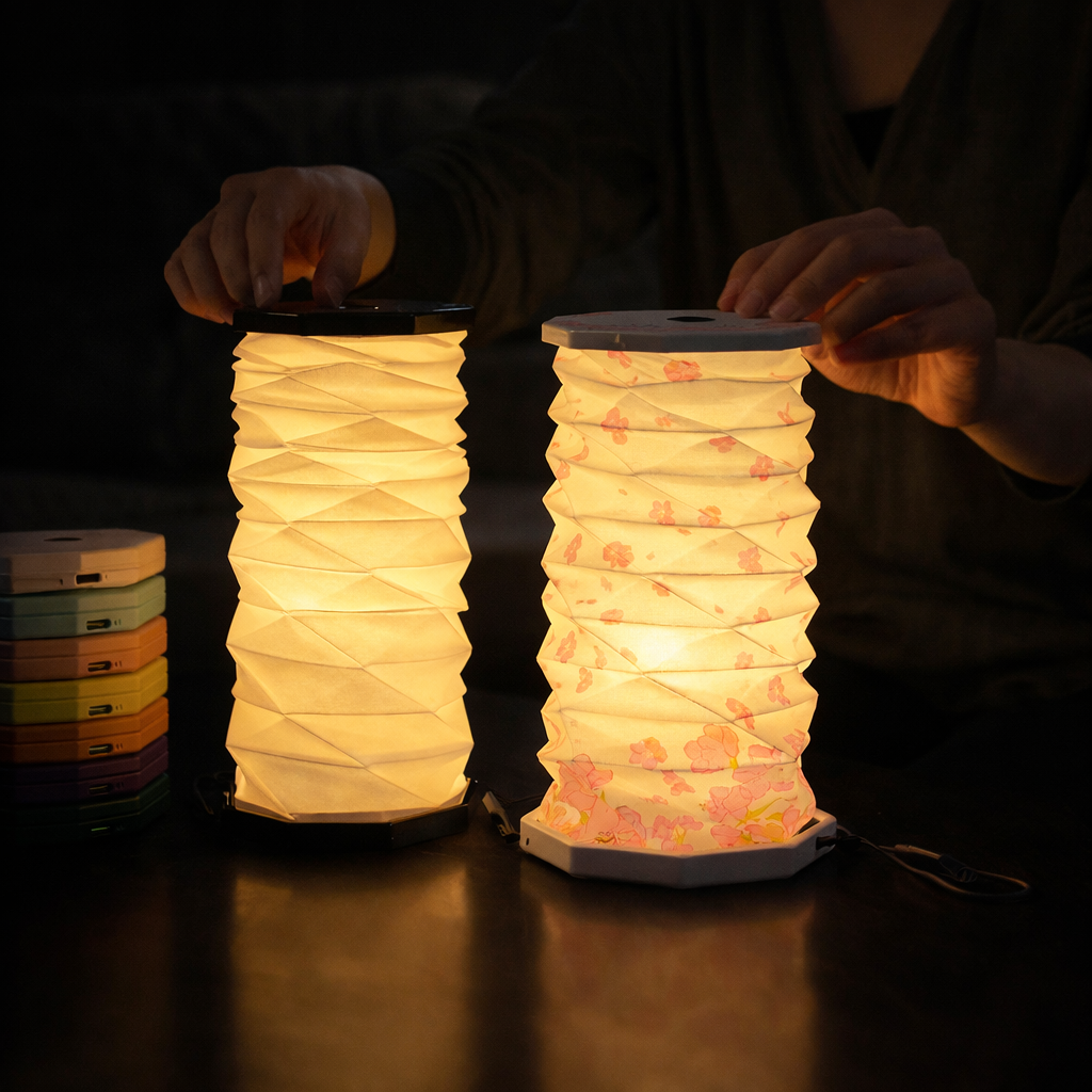PL-lamp-Esh-01 (2) Folding Paper Lamp ABS Night Rechargeable LED Lights Custom - Image 1